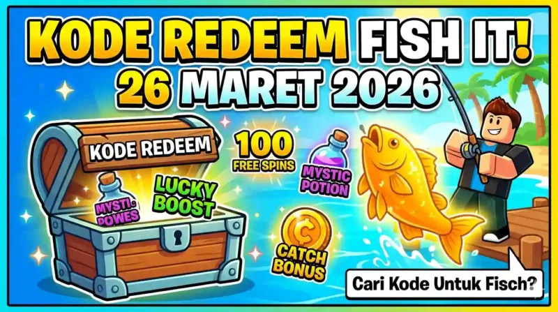 Kode Redeem Fish It Roblox Maret 2026, Klaim Hadiah Gratis Sekarang. Ilustrasi AI