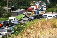 Foto: Kemacetan panjang di Jalan Lintas Palembang-Jambi. (Dok. Istimewa)