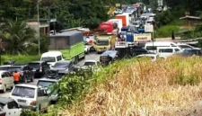 Foto: Kemacetan panjang di Jalan Lintas Palembang-Jambi. (Dok. Istimewa)