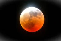 Ilustrasi blood moon. (AI Generated Image)
