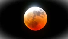 Ilustrasi blood moon. (AI Generated Image)