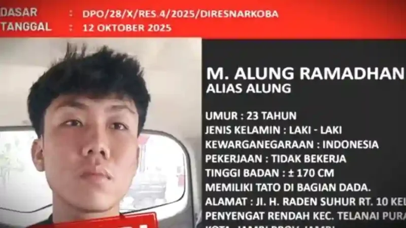 Tampang Alung yang kabur saat pemeriksaan penyidik di Polda Jambi. ist