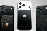 Tiga model iPhone 17 Pro edisi khusus Caviar, yakni Golden Apple, Steve Jobs Edition, dan Black Apple yang dirilis untuk memperingati 50 tahun Apple. (Caviar)