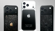 Tiga model iPhone 17 Pro edisi khusus Caviar, yakni Golden Apple, Steve Jobs Edition, dan Black Apple yang dirilis untuk memperingati 50 tahun Apple. (Caviar)