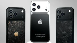 Tiga model iPhone 17 Pro edisi khusus Caviar, yakni Golden Apple, Steve Jobs Edition, dan Black Apple yang dirilis untuk memperingati 50 tahun Apple. (Caviar)