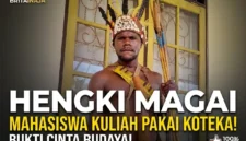 Hengki Magai, Mahasiswa di Jayapura Ini Kuliah Pakai Koteka Demi Jaga Identitas Papua.