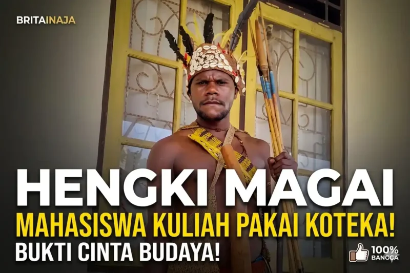 Hengki Magai, Mahasiswa di Jayapura Ini Kuliah Pakai Koteka Demi Jaga Identitas Papua.