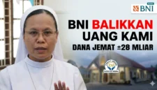 Bendahara Credit Union (CU) Paroki Aek Nabara, Suster Natalia Situmorang, memberikan keterangan dalam konferensi pers ‘Dugaan Penggelapan Dana Umat Paroki Aek Nabara di BNI’ di Aula Serbaguna Gereja Katedral Keuskupan Agung Medan di Jalan Pemuda, Kota Medan, Jumat (10/4/2026).(KOMPAS.com)