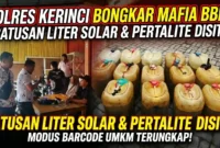 Kolase Foto Petugas Mengamankan Pelaku dan Barang Bukti BBM. (Foto: Humas Polres Kerinci)