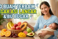 Ilustrasi Buah-buahan Terbaik Agar ASI Lancar dan Ibu Menyusui Sehat. Gemini AI