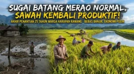 Ilustrasi Harapan Baru Warga Hamparan Rawang Setelah 25 Tahun Terperangkap Banjir. Gemini AI