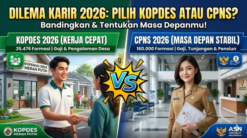 Ilustrasi Kopdes Merah Putih vs CPNS 2026.