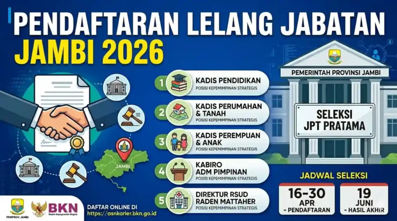 Ilustrasi - Ini 5 Jabatan Strategis Yang Dilelang Pemprov Jambi April 2026. Gemini AI