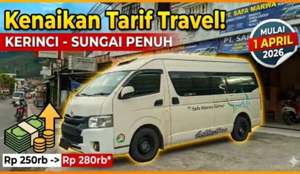 Mulai 1 April, Tarif Travel Kerinci Sungai Penuh Naik Rp30 Ribu