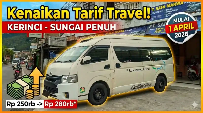 Ilustrasi Mulai 1 April, Tarif Travel Kerinci Sungai Penuh Naik Rp30 Ribu. Gemini AI