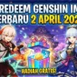 Kode Redeem Genshin Impact Terbaru 2 April 2026. Iluistrasi Gemini AI