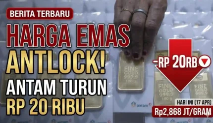 Harga Emas Antam Hari Ini Anjlok Rp20 Ribu per Gram
