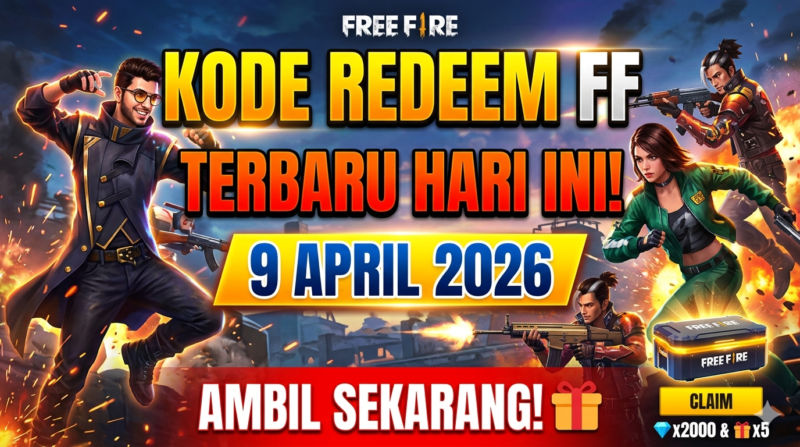 Ilustrasi Kode Redeem FF Terbaru 9 April 2026. Gemini AI