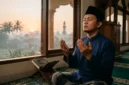 Ilustrasi - Muslim Sedang Berdoa di waktu Fajar.