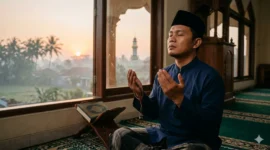 Ilustrasi - Muslim Sedang Berdoa di waktu Fajar.