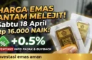 Harga Emas Antam Melonjak Sabtu 18 April 2026.
