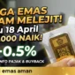 Harga Emas Antam Melonjak Sabtu 18 April 2026.