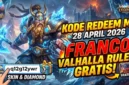 Ilustrasi - Kode Redeem ML 28 April 2026: Skin Franco Valhalla Ruler Menantimu.