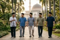 Ilustrasi - Muslim Pulang Dari Melaksanakan Ibadah di Masjid.