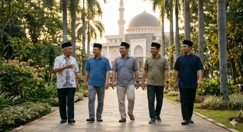 Ilustrasi - Muslim Pulang Dari Melaksanakan Ibadah di Masjid.