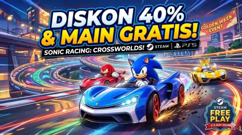 Ilustrasi - Borong Diskon 40% Sonic Racing CrossWorlds & Main Gratis di Steam.