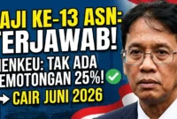 Menkeu Purbaya Yudhi Sadewa. Isu Gaji ke-13 ASN Dipotong 25 Persen