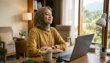 Ilustrasi menjaga kesehatan mental bagi pekerja digital editor. Gemini AI