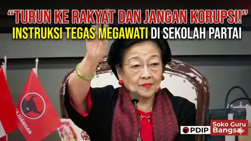Megawati Soekarnoputri membuka agenda penguatan organisasi bagi ketua, sekretaris, dan bendahara (KSB) pengurus daerah PDIP se-Indonesia di Sekolah Partai, Jakarta, Kamis (16/4/2026). (Dok. PDIP)