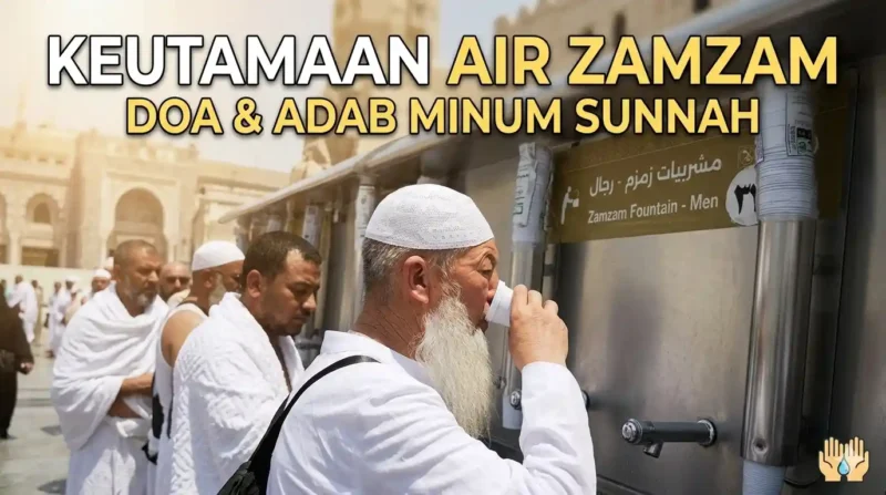 Ilustrasi - Sedang Minum Air Zamzam.