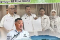 Kolase Foto Saat Bupati Kerinci Monadi Melakukan Penandatanganan NPHD dengan Perum Bulog.
