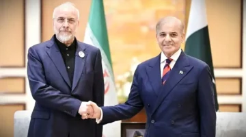 Perdana Menteri Pakistan Shehbaz Sharif (kanan) bertemu dengan Ketua Parlemen Iran Mohammad Bagher Ghalibaf di Islamabad, Pakistan, Sabtu (11/4/2026). (ANTARA/Xinhua/aa).