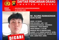 Wajah dan ciri-ciri M Alung Ramadhan, buronan kasus sabu 58 kilogram yang kabur dari ruang penyidik Polda Jambi, Oktober 2025 lalu. Kabar terbaru, Alung ditangkap di Kuala Tungkal. ist
