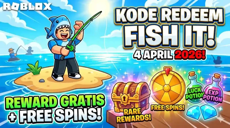 Kode Redeem Fish It Roblox April 2026 Terbaru. Ilustrasi AI