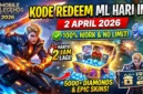 Kode Redeem ML 2 April 2026 Terbaru, Klaim Hadiah Gratis Hari Ini. Ilustrasi AI