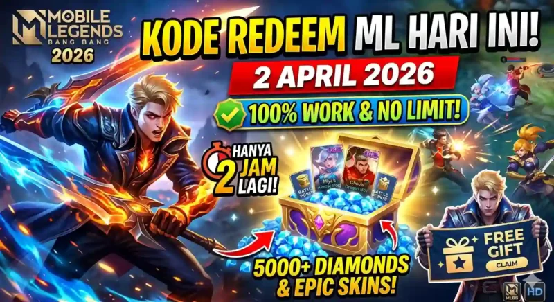 Kode Redeem ML 2 April 2026 Terbaru, Klaim Hadiah Gratis Hari Ini. Ilustrasi AI