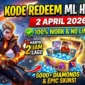 Kode Redeem ML 2 April 2026 Terbaru, Klaim Hadiah Gratis Hari Ini. Ilustrasi AI