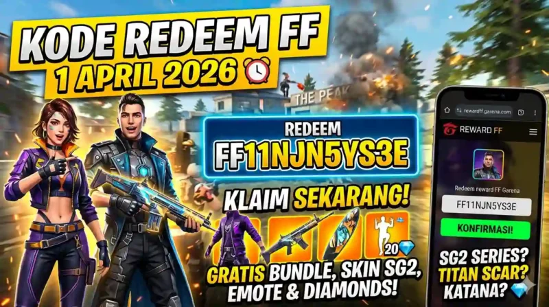 Kode Redeem FF Gratis 1 April 2026, Klaim Sekarang. Ilustrasi AI
