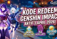 Kode Redeem Genshin Impact 3 April 2026. Ilustrasi AI