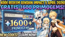 Ilustrasi Panen Primogems! Kode Redeem Genshin Impact Terbaru April 2026. 