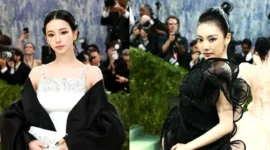 Karina dan Ningning aespa di Met Gala 2026. (Mike Coppola - Dimitrios Kambouris. ( GETTY IMAGES NORTH AMERICA)