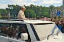 Presiden Prabowo tiba menghadiri peringatan Hari Buruh Internasional atau May Day 2026 di Monas, Jakarta, Jumat (1/5/2026). (Liputan6.com)