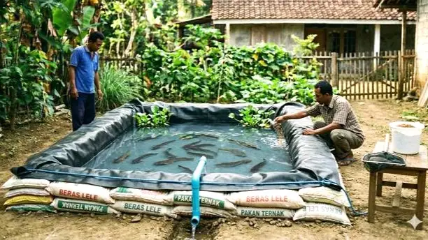 Ilustrasi - Kolam Ikan Karung Tanpa Semen.