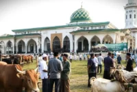 Suasana Idul Adha di Perkarangan Masjid. (cretaed by AI)