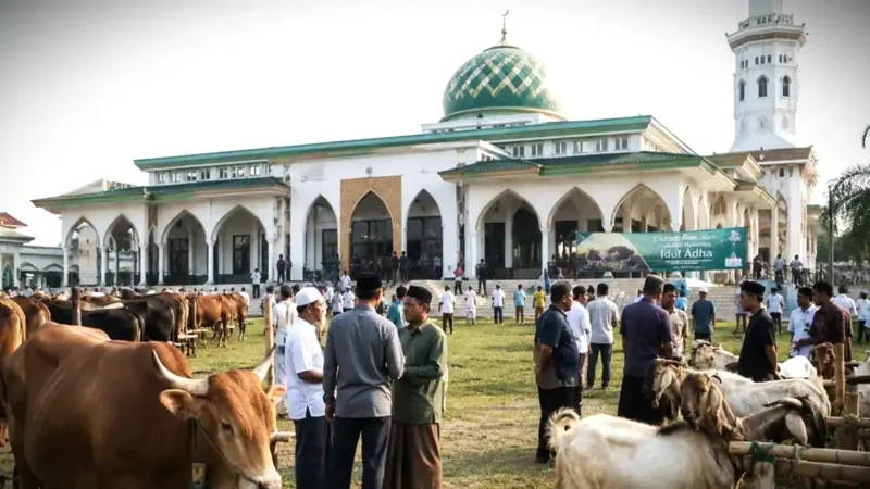 Suasana Idul Adha di Perkarangan Masjid. (cretaed by AI)