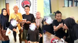 Kolase - Pengusaha Brondol Rayakan Ulang Tahun Bersama Anak Istri Dengan Tangan Terborgol. ist